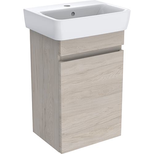Base cabinet + washbasin Geberit Renova Plan in ceramic, 500x615x380 mm, light walnut hickory