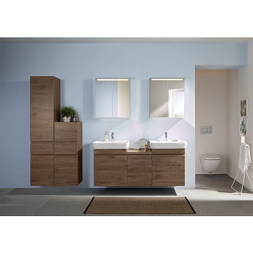 Base cabinet + washbasin Geberit Renova Plan in ceramic, 550x616x440 mm walnut hickory