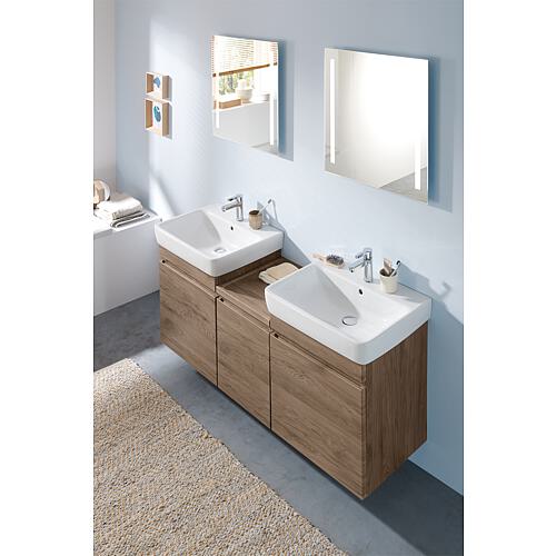 Base cabinet + washbasin Geberit Renova Plan in ceramic, 550x616x440 mm walnut hickory