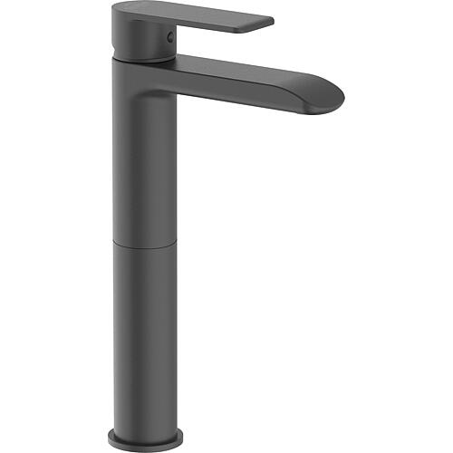 Washbasin mixer Malvinas, upright design, with clicker valve, graphite