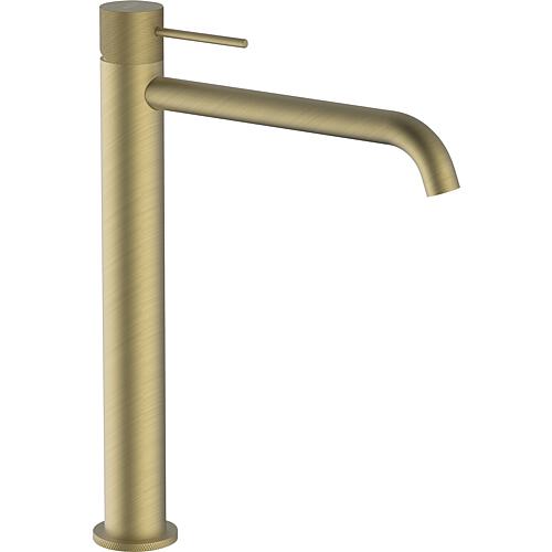 Washbasin mixer Comallo, upright version, with clicker valve, soft brass