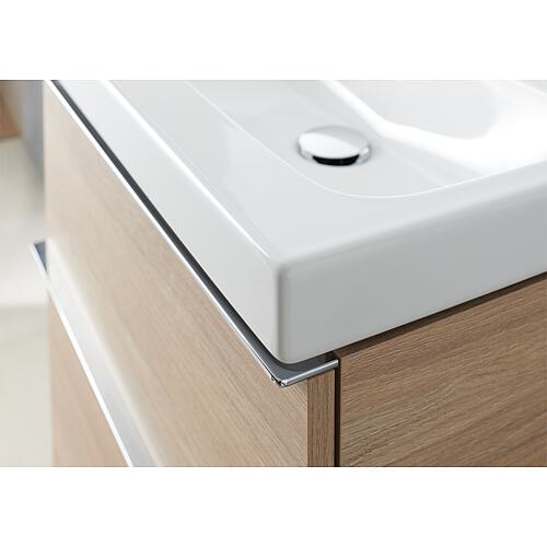 Base cabinet + washbasin Geberit iCon in ceramic, 750x705x485 mm, oak, handle lava