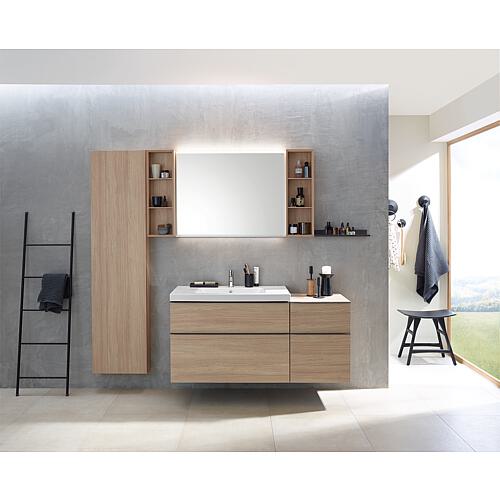 Base cabinet + washbasin Geberit iCon in ceramic, 750x705x485 mm, oak, handle lava