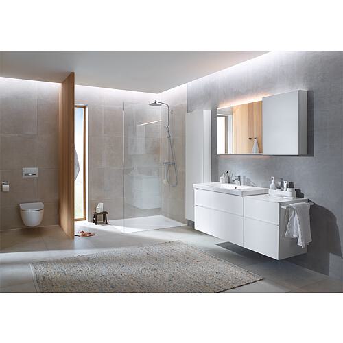 Base cabinet + washbasin Geberit iCon in ceramic, 900x705x485 mm, high-gloss white, handle matt white