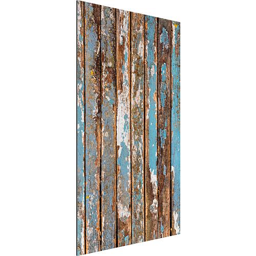 Shower back wall, old wood, turquoise, WxHxD: 1000x2500x3 mm