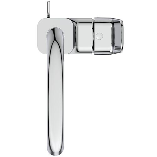 Washbasin mixer with side operation, swivel-mounted