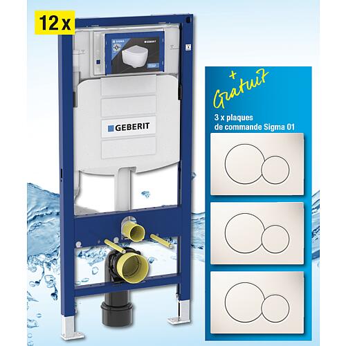 12 x Geberit Duofix pour WC suspendus, 1120 mm + 3 x plaques de commande Sigma 01 gratuites