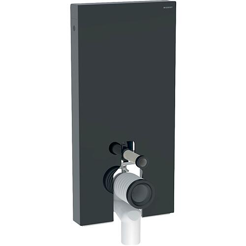 GEBERIT Monolith Plus plumbing module for pedestal WC 114 cm, black glass/aluminium black-chrome