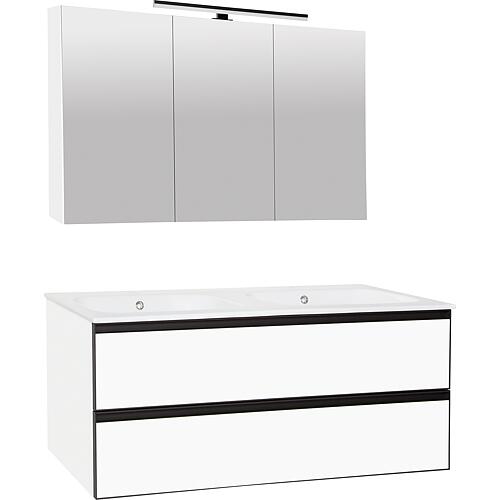 Badmöbel-Set Benaro m. Spiegelschrank, weiss matt, 2 Auszüge, Breite 1210mm