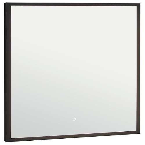 LED mirror Oselva w. touch switch, w. black frame, 800x800mm