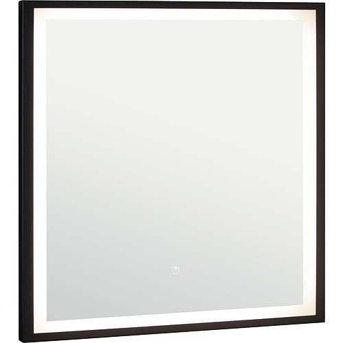 LED mirror Ranelva w. touch switch, w. black frame, front/backlight, 800x800mm