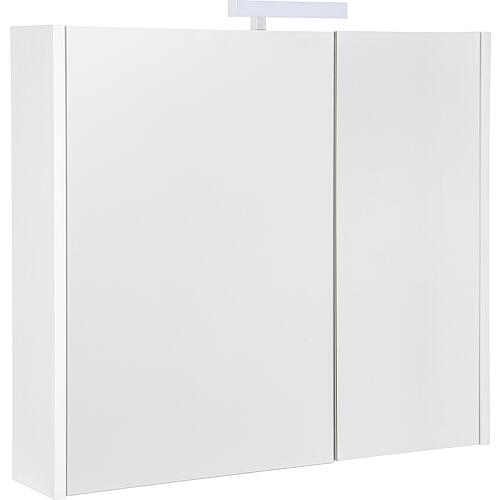 Armoire à glace Akira avec éclairage LED, 2 portes, frêne blanc, 800x700x155mm