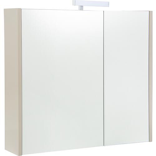 Mirrored cabinet with lighting, 2 doors, taupe high gloss, 800x700x155mm