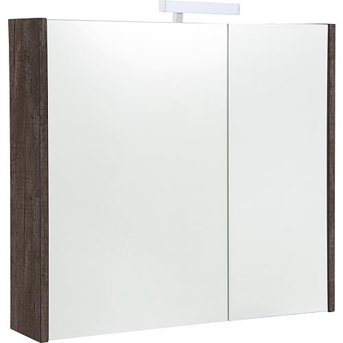 Mirrored cabinet Akira with LED lighting, 2 doors, chateau oak, 800x700x155mm