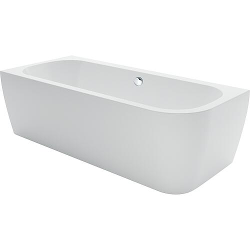 Corner Bathtubs Loup WxHxD:1800x580x800 mm curved right without drain with overflow hole, white acrylic