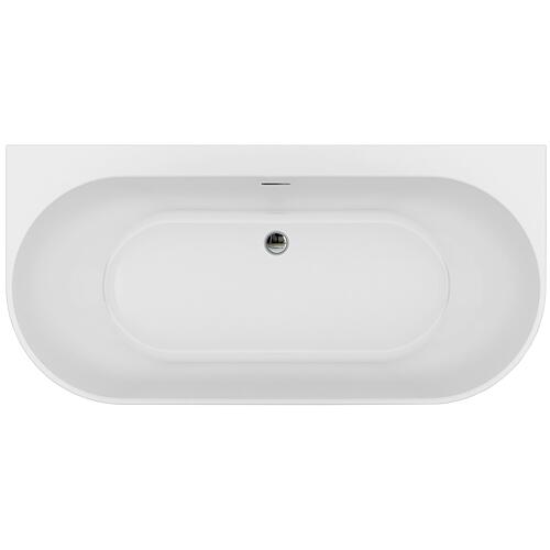 Arnon space-saving bathtub WxHxD:1660x580x800mm with clicker drain set and slotted overflow chrome, white acrylic