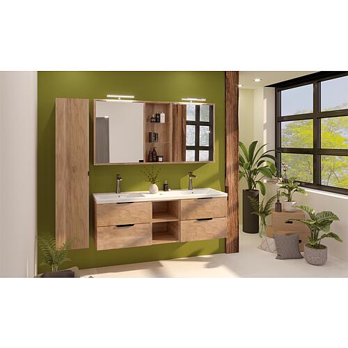 Bathroom furniture sets
with 4 front pull-outs and 2 open Shelf units