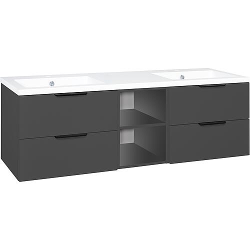 WTU + mineral cast WT LOSSA 4 pull-outs + 2 open Shelf units anthracite matt width 1550 mm