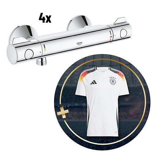 4x Wall-mounted shower thermostat GROHE Grohtherm 800 chrome + 1x extra Original DFB - Home shirt 2024 adidas, size M