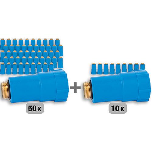 Aktionspaket Baustopfen DN15(1/2")  blau 50 + 10 gratis