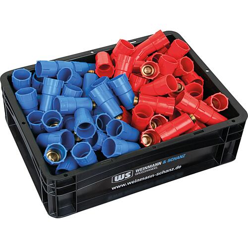 Paquet avantageux Bouchons DN 15 (1/2"), rouge et bleu, 100 pièces + Mallette de transport WS Standard 1