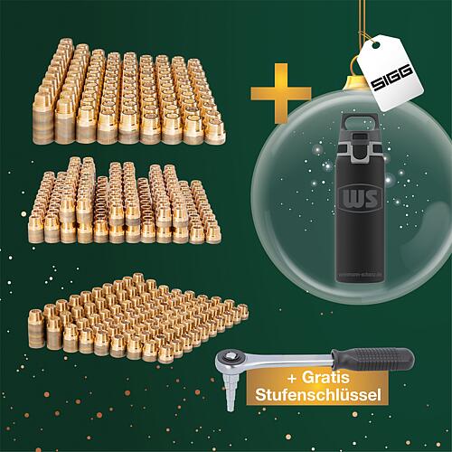 Father Christmas package gunmetal tap extender set, 290-piece + free WS SIGG H&C one Light 0.55 l drinking bottle & step spanner