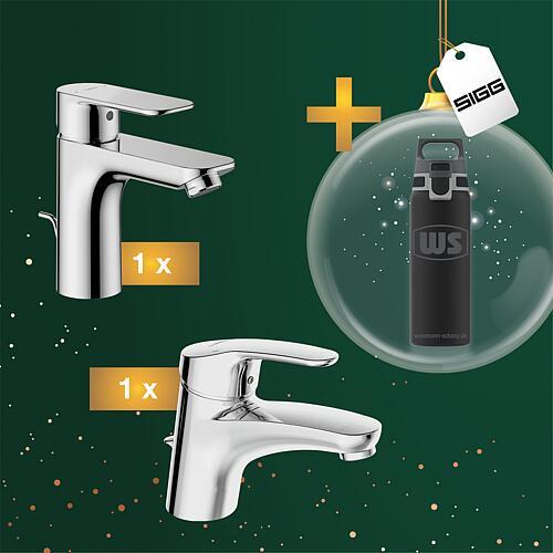 Washbasin mixer Hansabasic XL and washbasin mixer Hansamix + free WS SIGG H&C one Light drinking bottle 0.55 l Standard 1