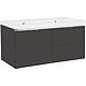 Epic washbasin base cabinet with double washbasin made of cast mineral composite, with 4 front drawers Standard 2