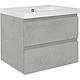 Base cabinet + washbasin ELAI in cast mineral composite, 2 drawers, grey oak stone decor, 610x550x510 mm