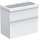 Base cabinet + washbasin Geberit iCon in ceramic, 750x705x485 mm, high-gloss white, handle matt white