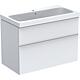 Base cabinet + washbasin Geberit iCon in ceramic, 900x705x485 mm, high-gloss white, handle matt white