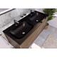 Bathroom furniture set Benaro walnut with matt black ceramic Washbasins Anwendung 2