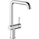 Sink mixer KWC Bevo E Swivel spout Projection 220 mm Side actuation Brushed stainless steel