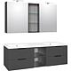 Lossa bathroom furniture set LOSSA with LED mirror cabinets anthracite matt 4 pull-outs + 2 open Shelf units width 1550 mm