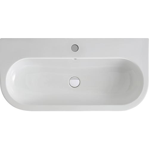 Washbasin NUVOLA, W x H x D: 900x170x450 mm in white ceramic