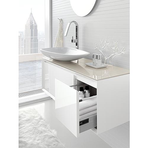 Base cabinet + ceramic washbasin EKIRA, 2 drawers, high-gloss white Glass shelf, white, 1090x546x460 mm