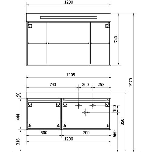 Bathroom furniture set EMPI series MAA high-gloss white