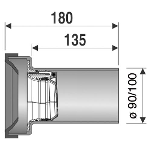 PE WC connection nozzles straight with rat barrier