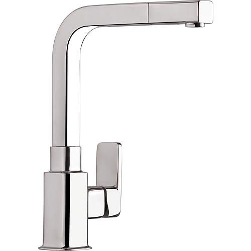 Sink mixer inox Noblesse, pull-out spout, projection 222 mm, polished stainless steel