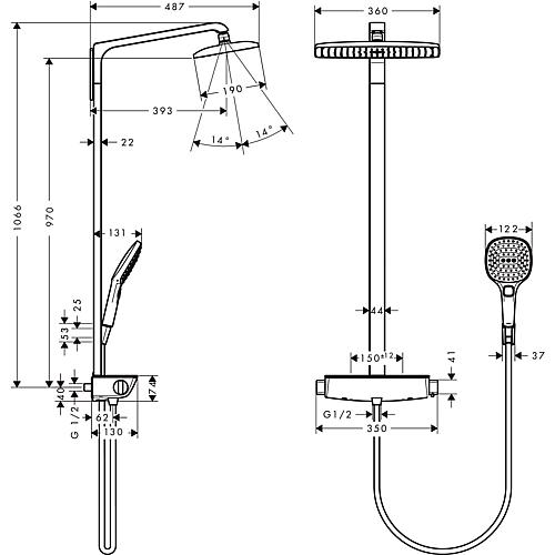 Brause-System Raindance E Showerpipe 360 1jet, mit Thermostat Standard 2