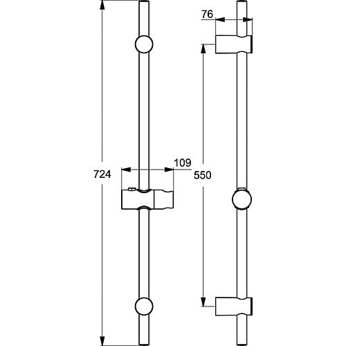 Idealrain M &amp; S shower rails, height-adjustable Standard 2