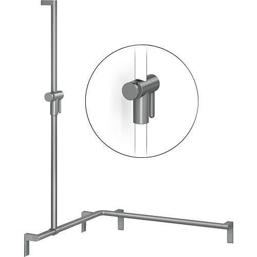 Cavere series shower hand rail made of aluminium, anthracite-metallic 95, 1100x1100x1200, with shower holder+fittings