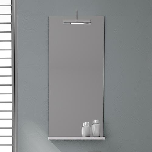 Mirror with lighting + shelf, high-gloss white 350x900 mm