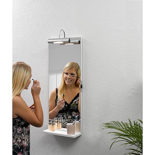 Mirror with lighting + shelf, high-gloss white 350x900 mm