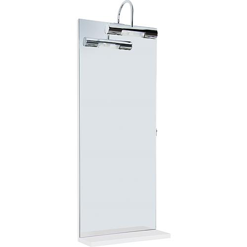 Mirror with lighting + shelf, high-gloss white 350x900 mm