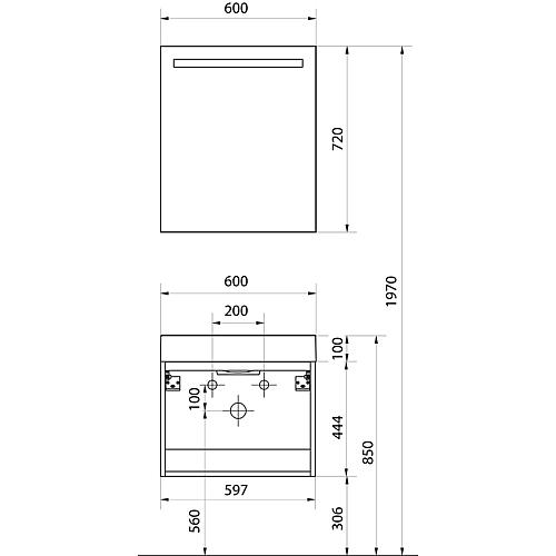 Bathroom furniture set ENNA series MAB high-gloss white width 600 mm