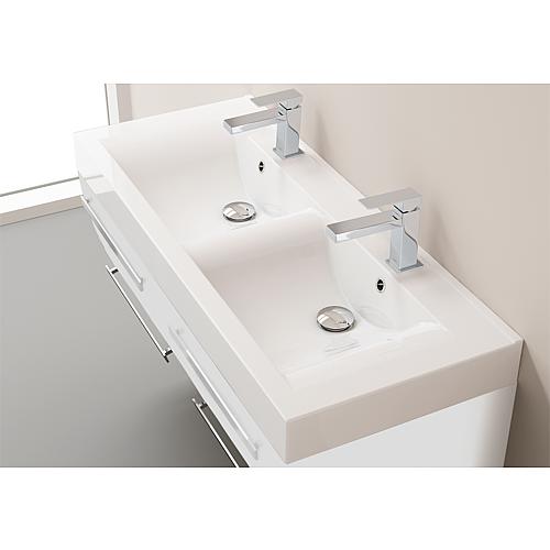 Washbasin base cabinet Enna with double washbasin made of cast mineral composite, 1200 mm width Anwendung 3