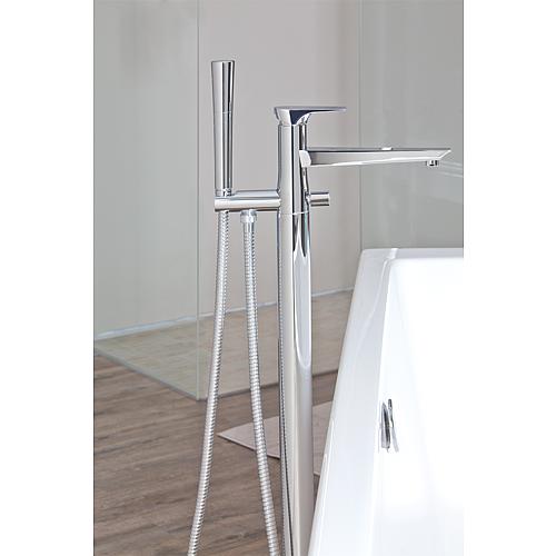 Diva bath mixer set, floor-standing, with handheld rod shower