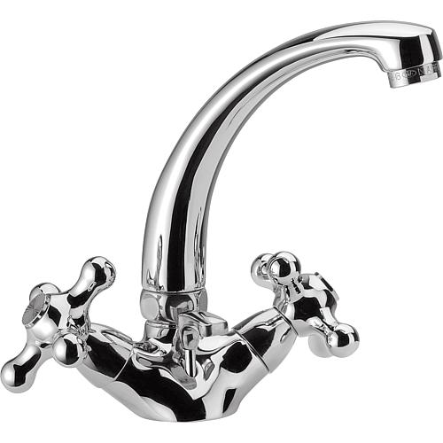 Retro L washbasin mixer tap, swivel-mounted