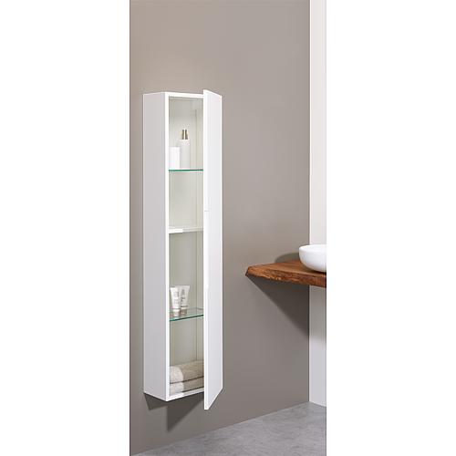 Armoire Haute Serie MAE 1 porte blanc mate, ouverture gauche  350x1500x208 mm